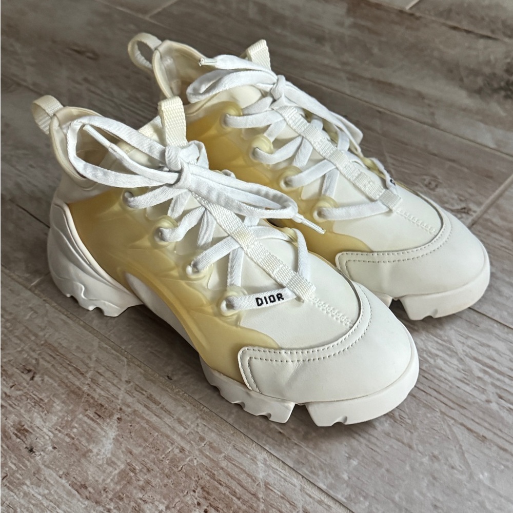 Dior D-Connect Size 5.5 Off White Fabric and PVC Lace Up Sneakers - Picture 10 of 10
